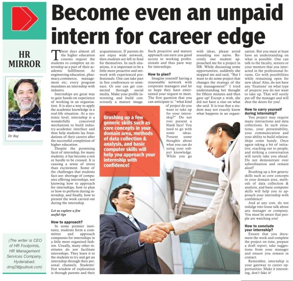 An Unpaid intern for a Career edge! 